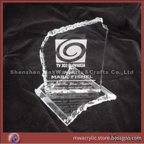 Ingenious Crushed Ice Acrylic/Lucite Trophy/Letterweight/Gift with Logo